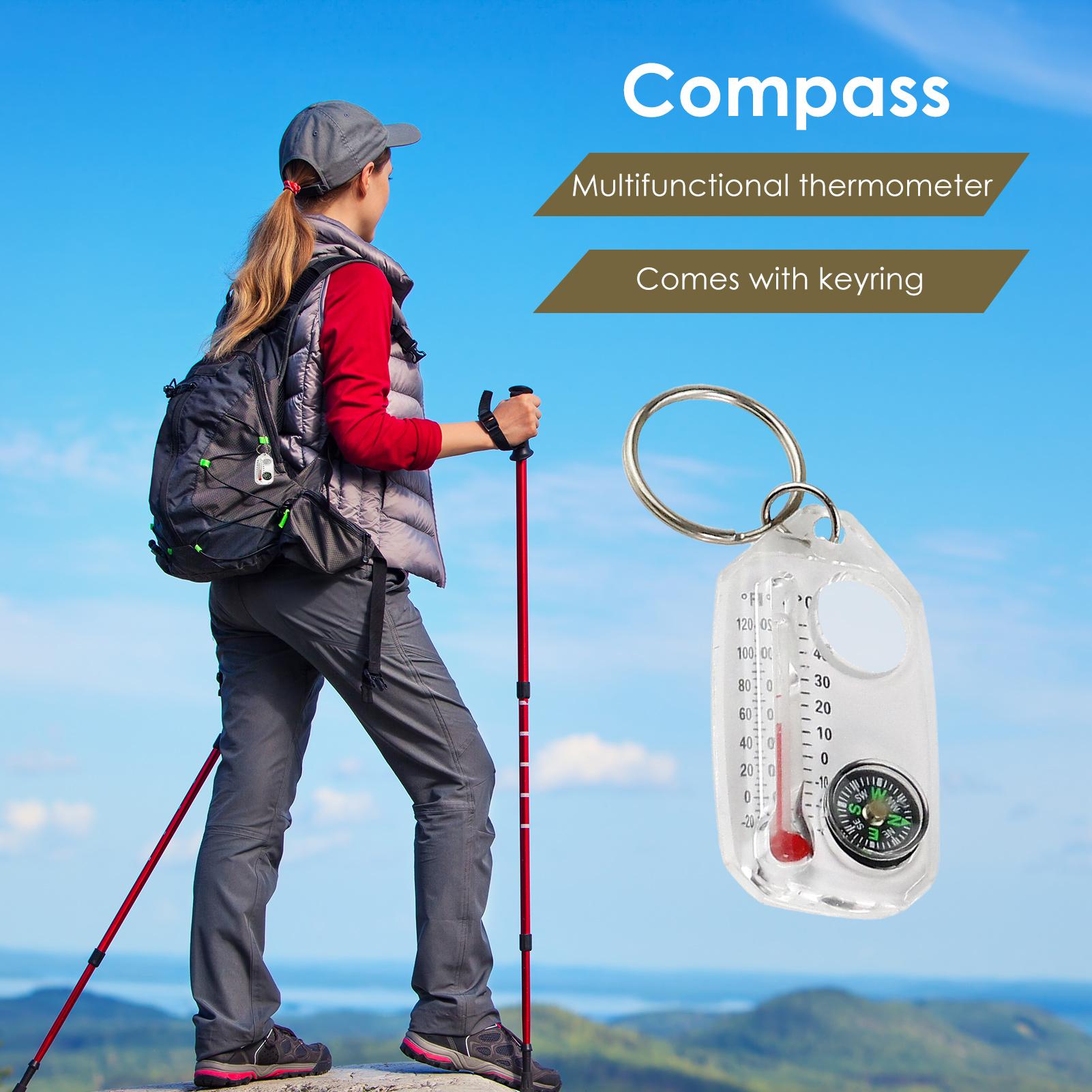 Compass Keychain Mini - Gantungan Kunci Mini Multifungsi Kompas Termometer