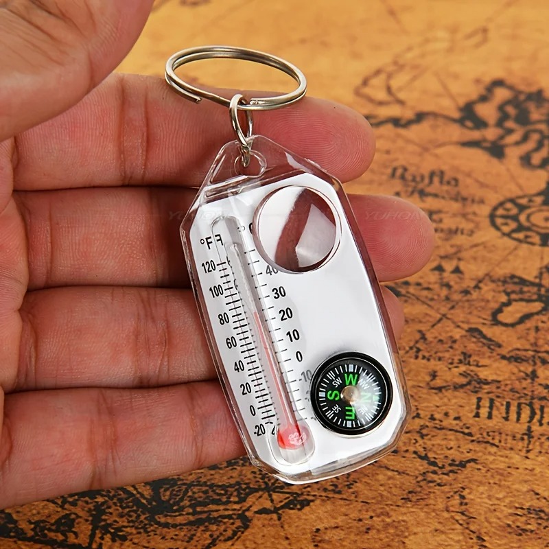 Compass Keychain Mini - Kompas Gantungan Kunci 3 in 1